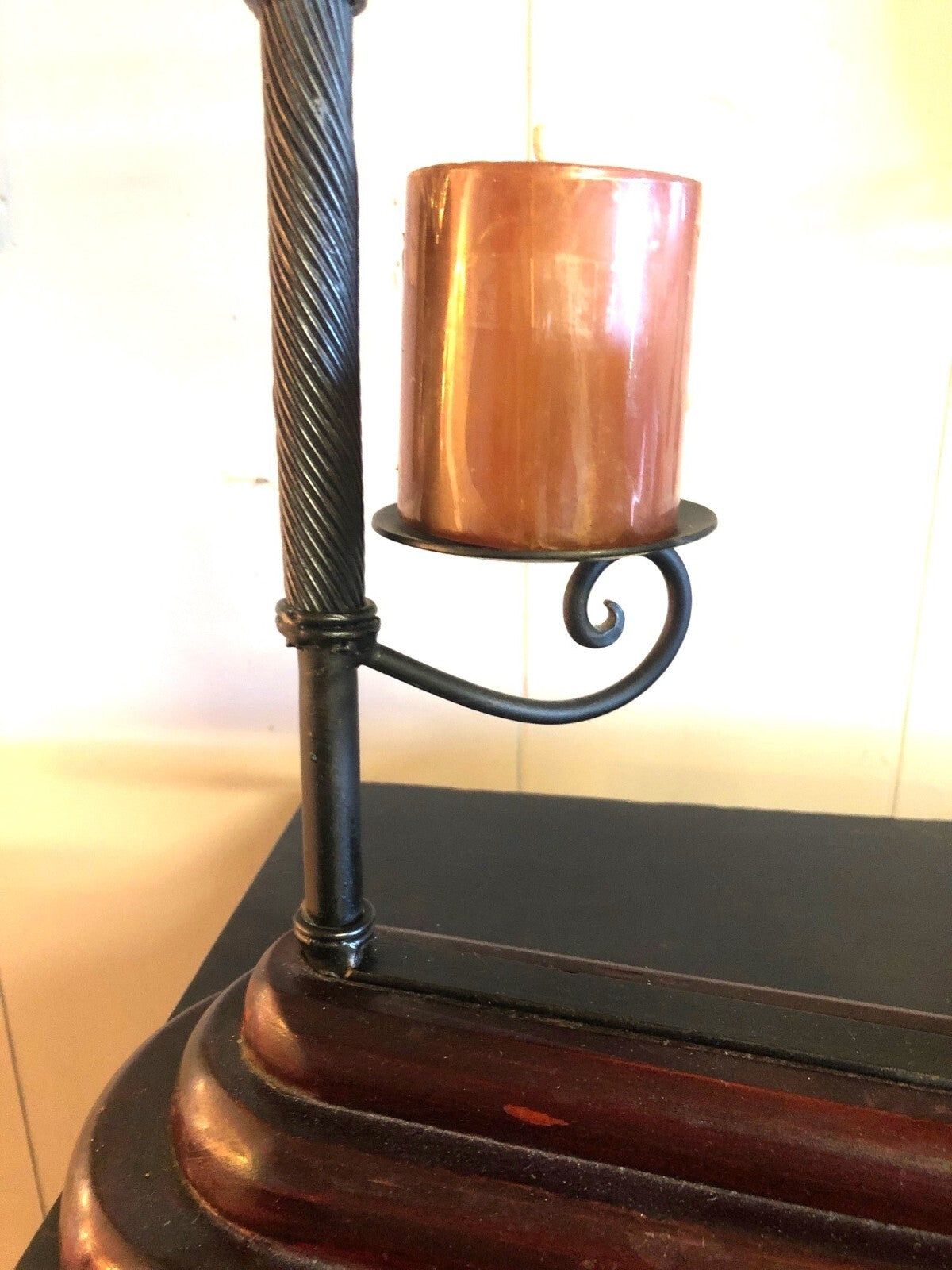 Vintage Metal Candle Holder Stand With Four Red Candles