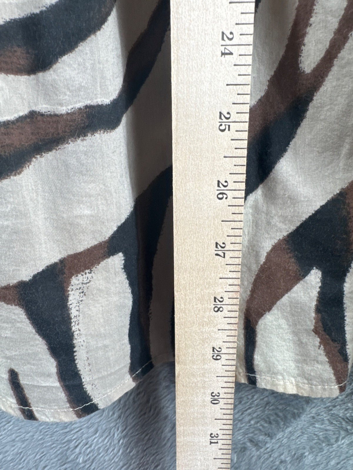 Style & Co Womens Shirt Zebra Print Button-Front Blouse M  Brown/Beige