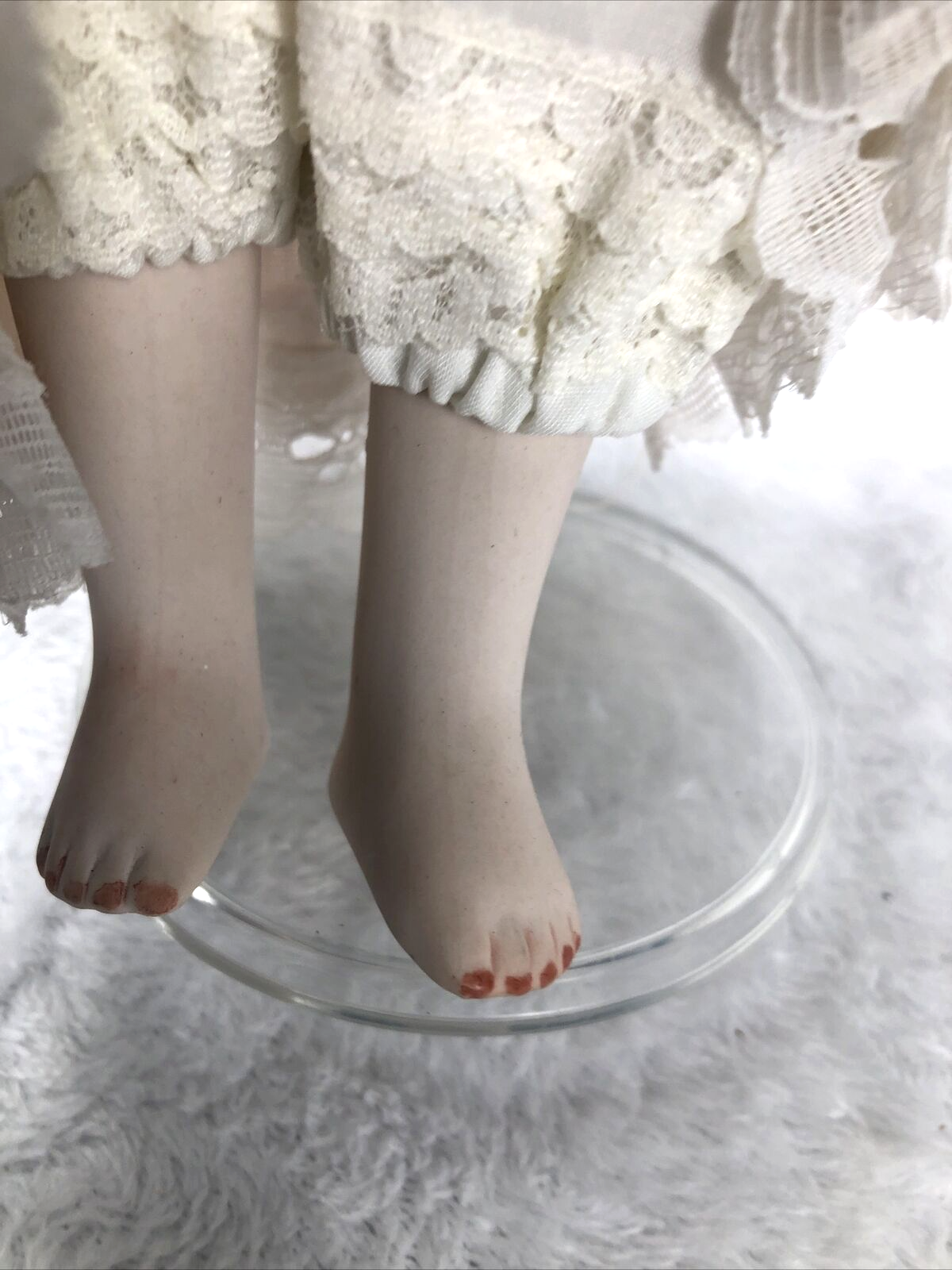 Porcelain Doll Vintage Bobble Head Movable Arms Legs / Stand