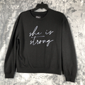 MIKEN Flow Sweatshirt Women’s Sweater Black She Is Strong Size Small