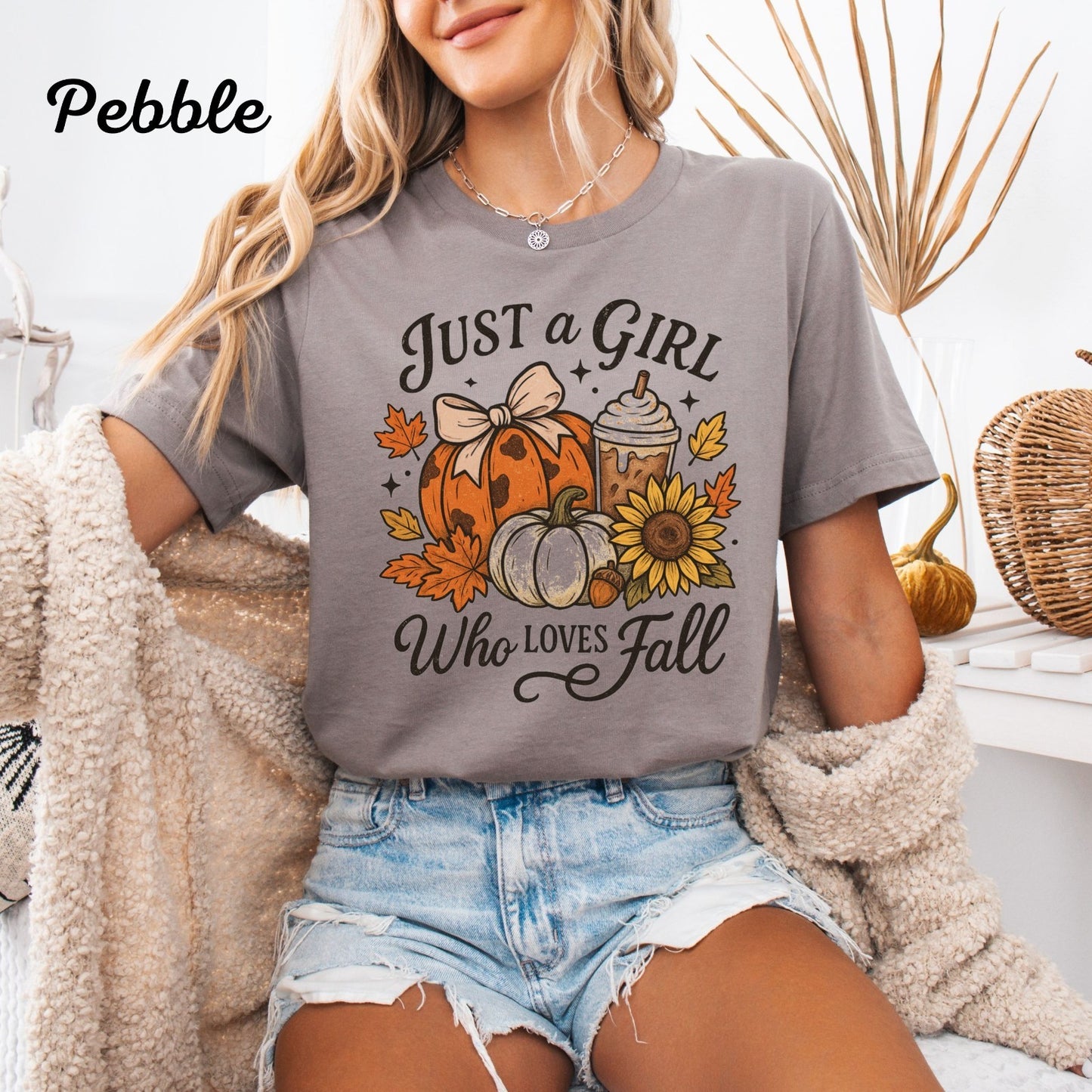 Womans Fall Shirt Just a Girl Who Loves Pumpkin Football And Coquette Bows Top