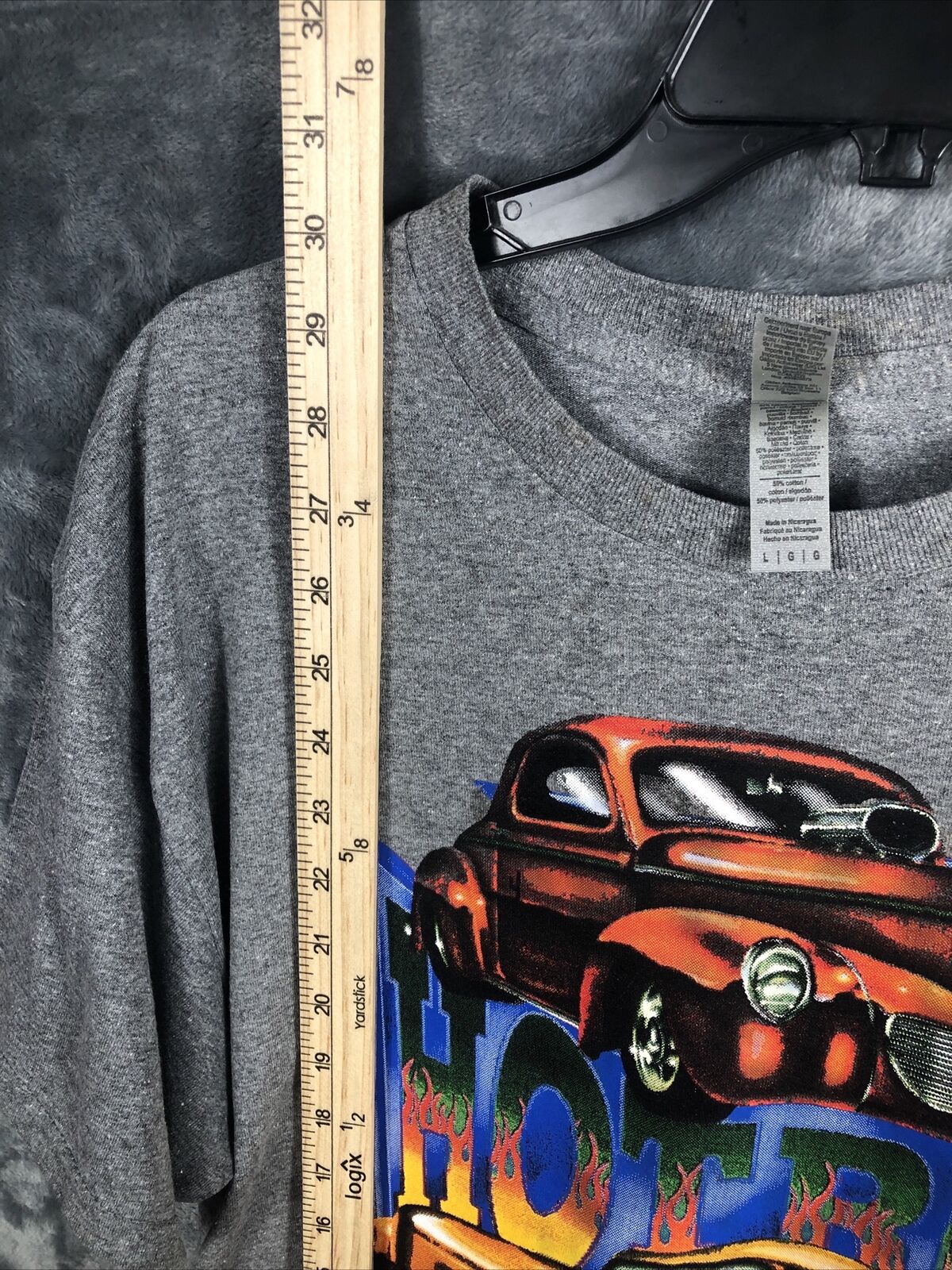Men’s T-Shirt Hot Rod Gray Size Adult Large Classic Cars Shirt