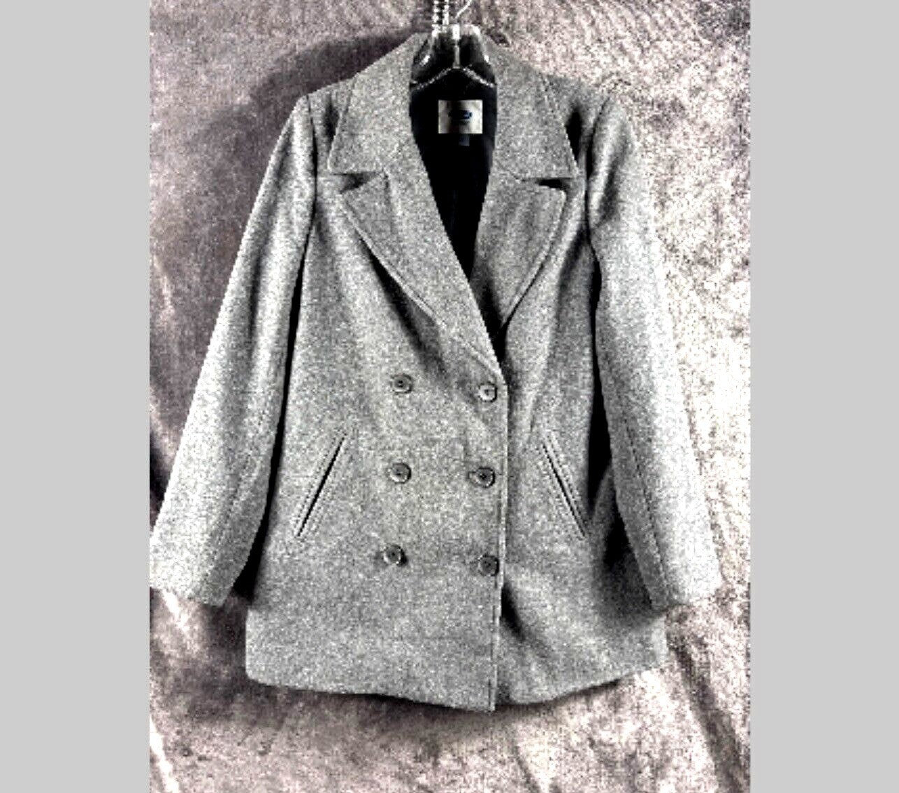 Old Navy Womens Coat Gray Wool Blend Double Breasted Peacoat Size S