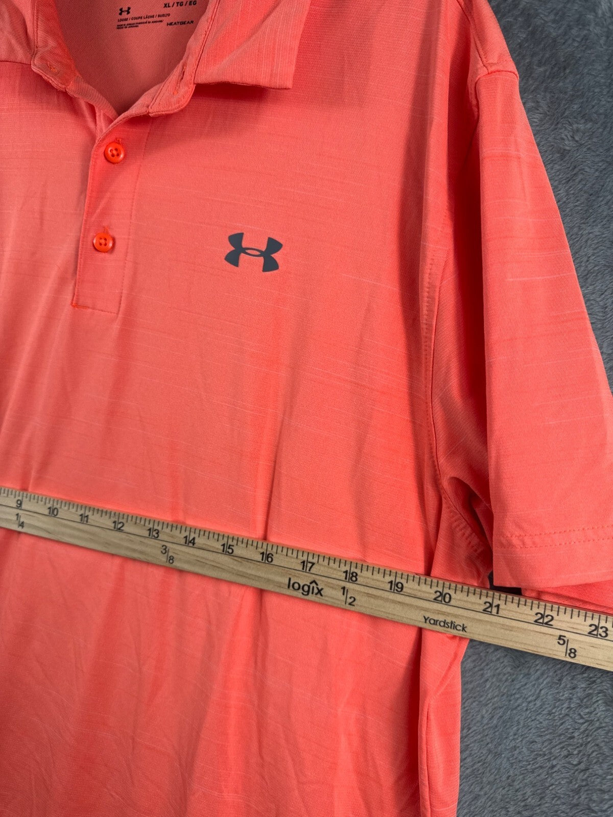 Under Armour HeatGear Loose Fit Mens Polo Shirt XL Orange Lightweight
