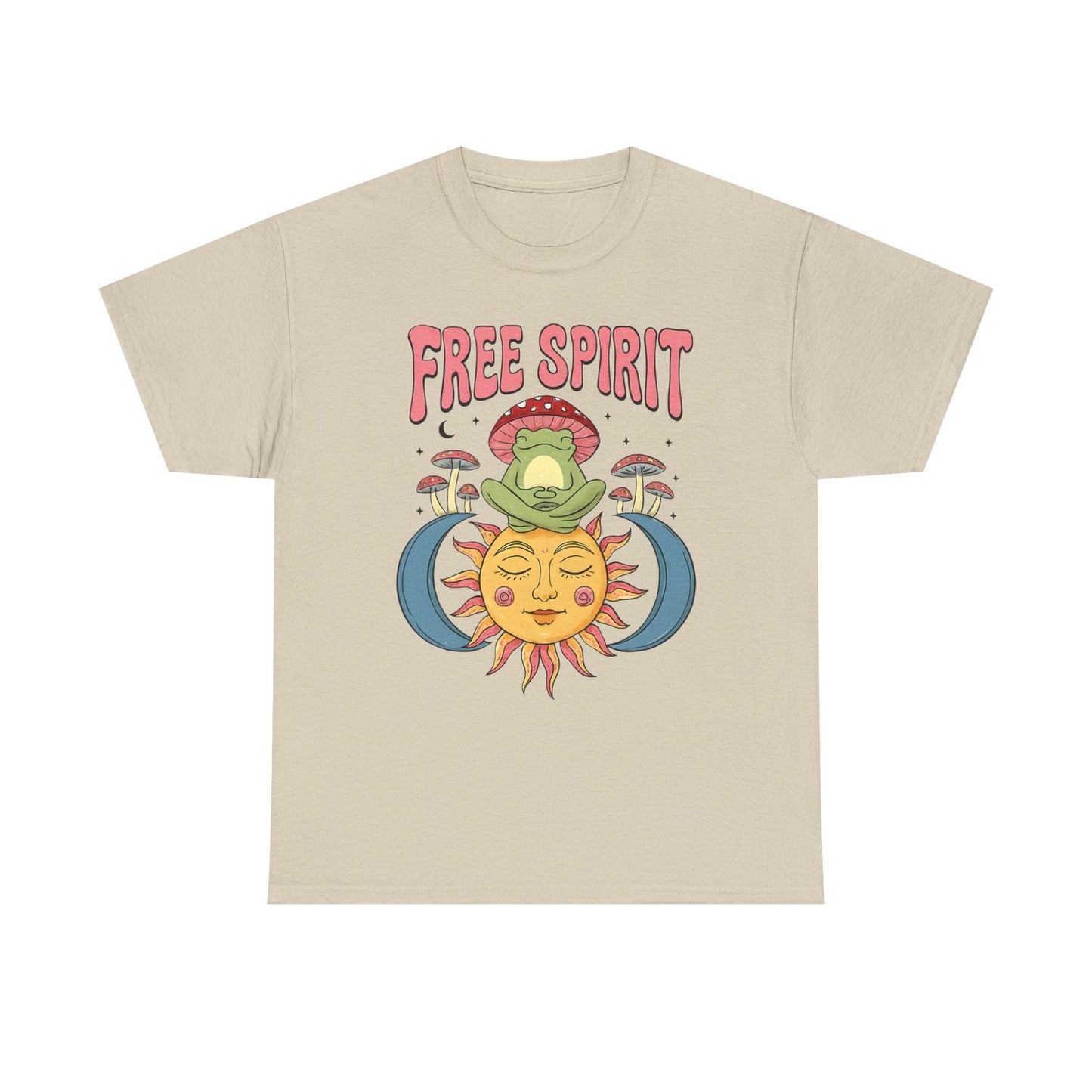 Womans T Shirt Retro Frog Mushroom Sun Groovy Free Spirit Hippie Tee 70's Shirt