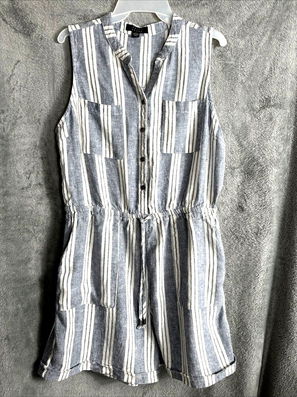 Kelly Reneé Womens Romper Sleeveless Striped Button-Front Romper L