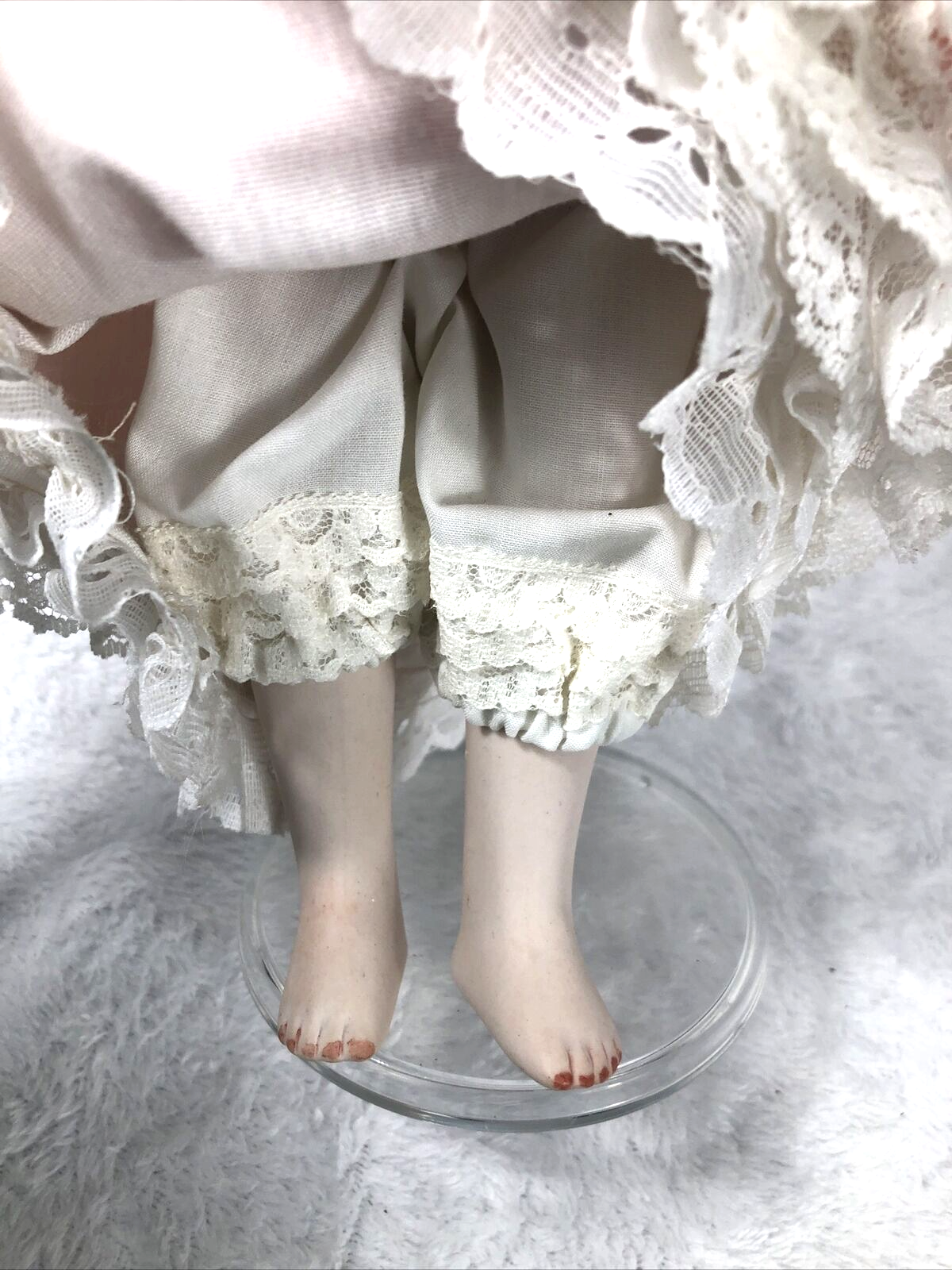 Porcelain Doll Vintage Bobble Head Movable Arms Legs / Stand