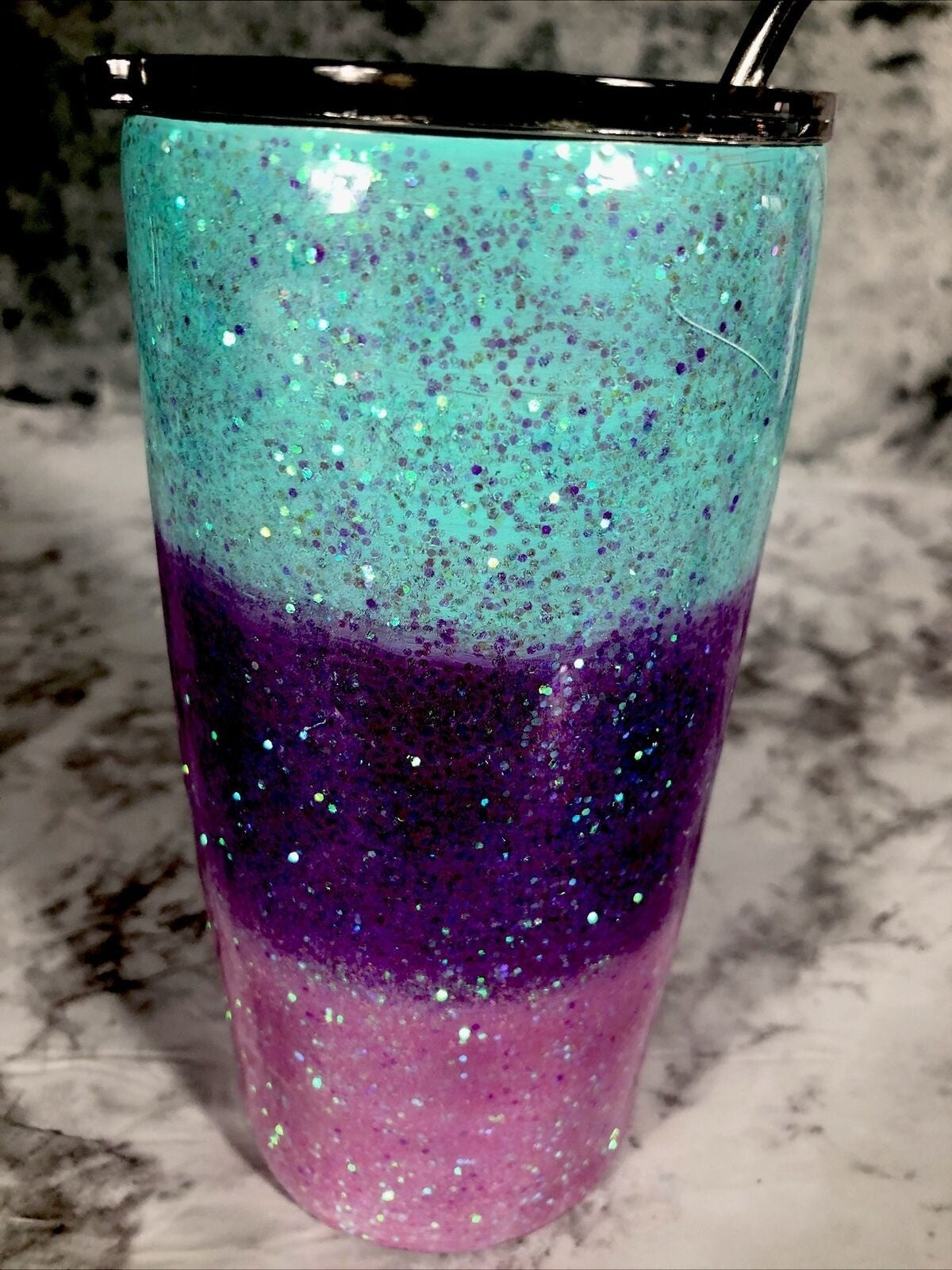 Stainless Steel Alcohol Ink Tumbler 20 oz Lid And Straw