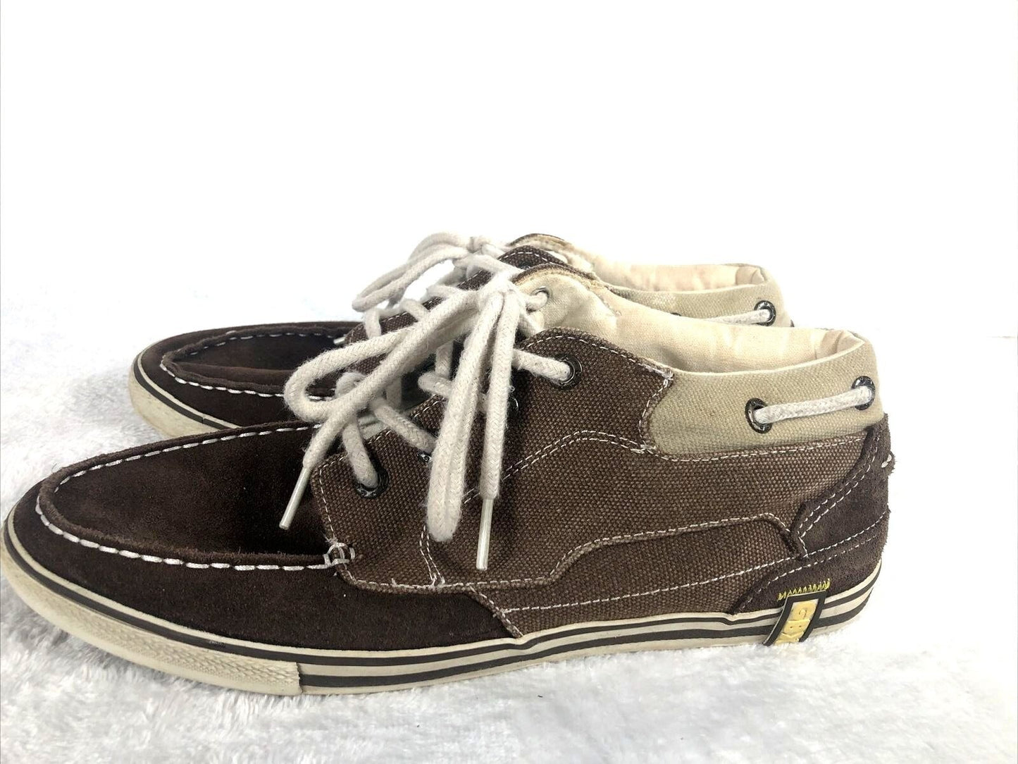 Mens GBX Shoes Brown Suede & Canvas Lace-Up Sneakers Size 12