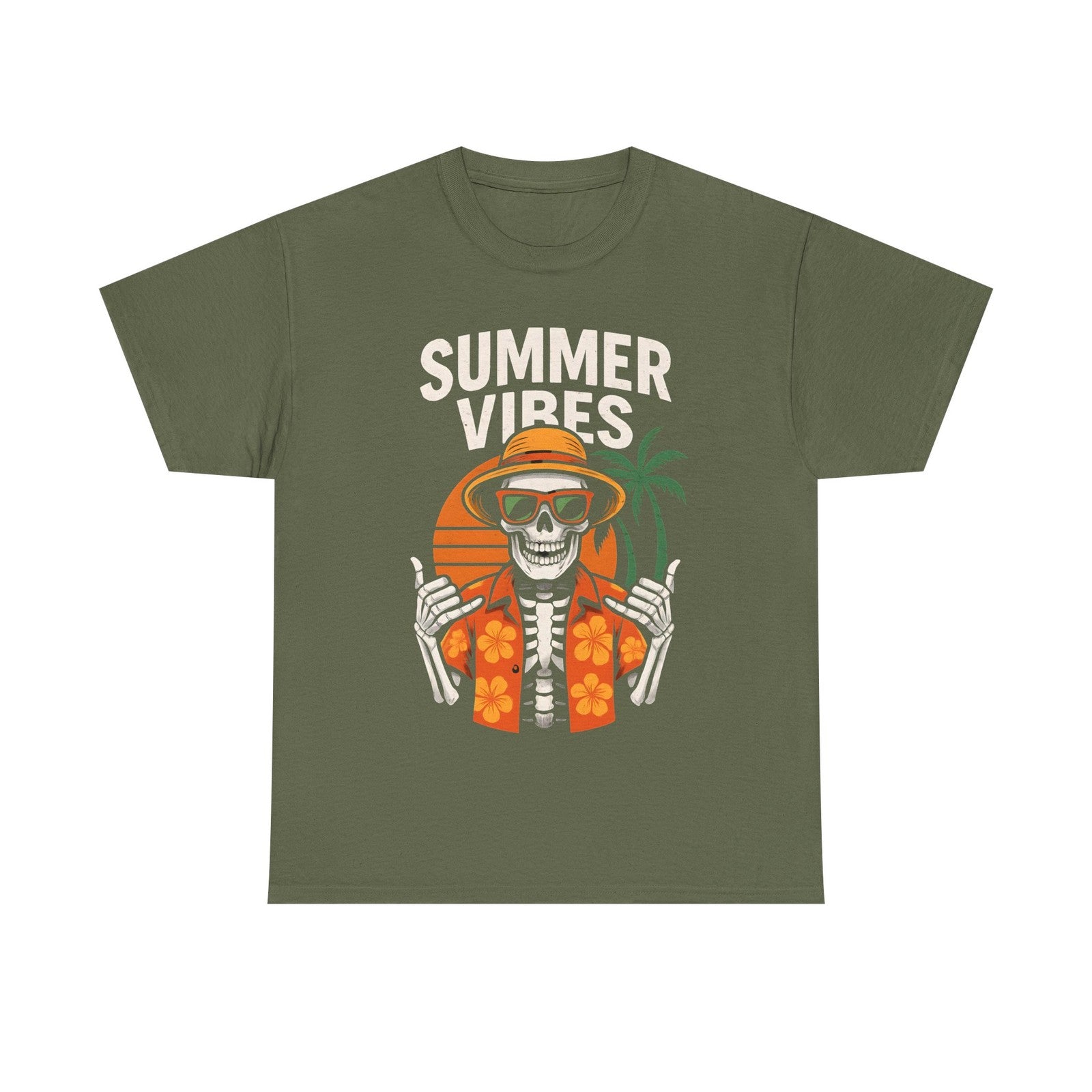 Womans T Shirt Funny Skeleton with Sunglasses Halloween Tee Beach Vibes Skull