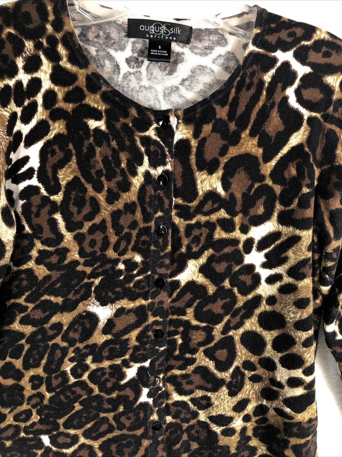 August Silk Heritage Woman’s Leopard ￼Shirt ￼Animal Print ￼Size Adult Small