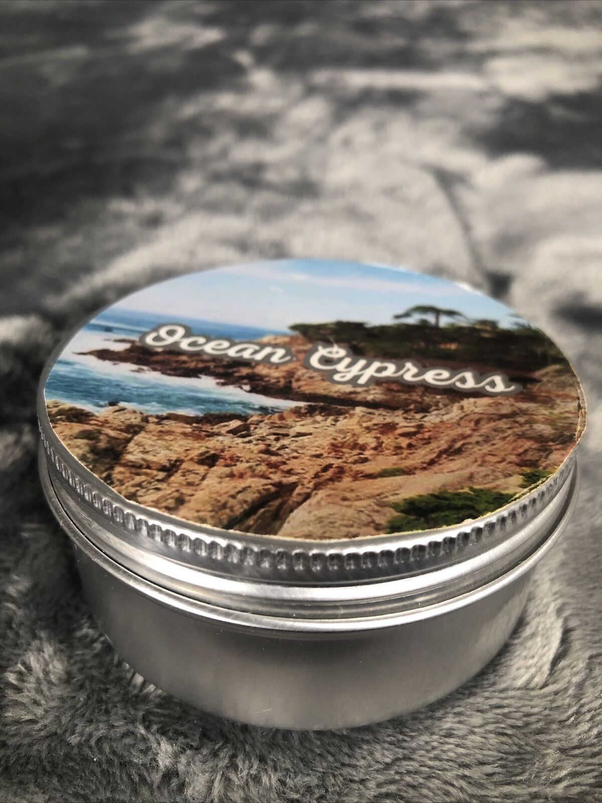 Coconut Soy Candle Ocean Cypress Scent 4 Ounce Tin Hand Poured 