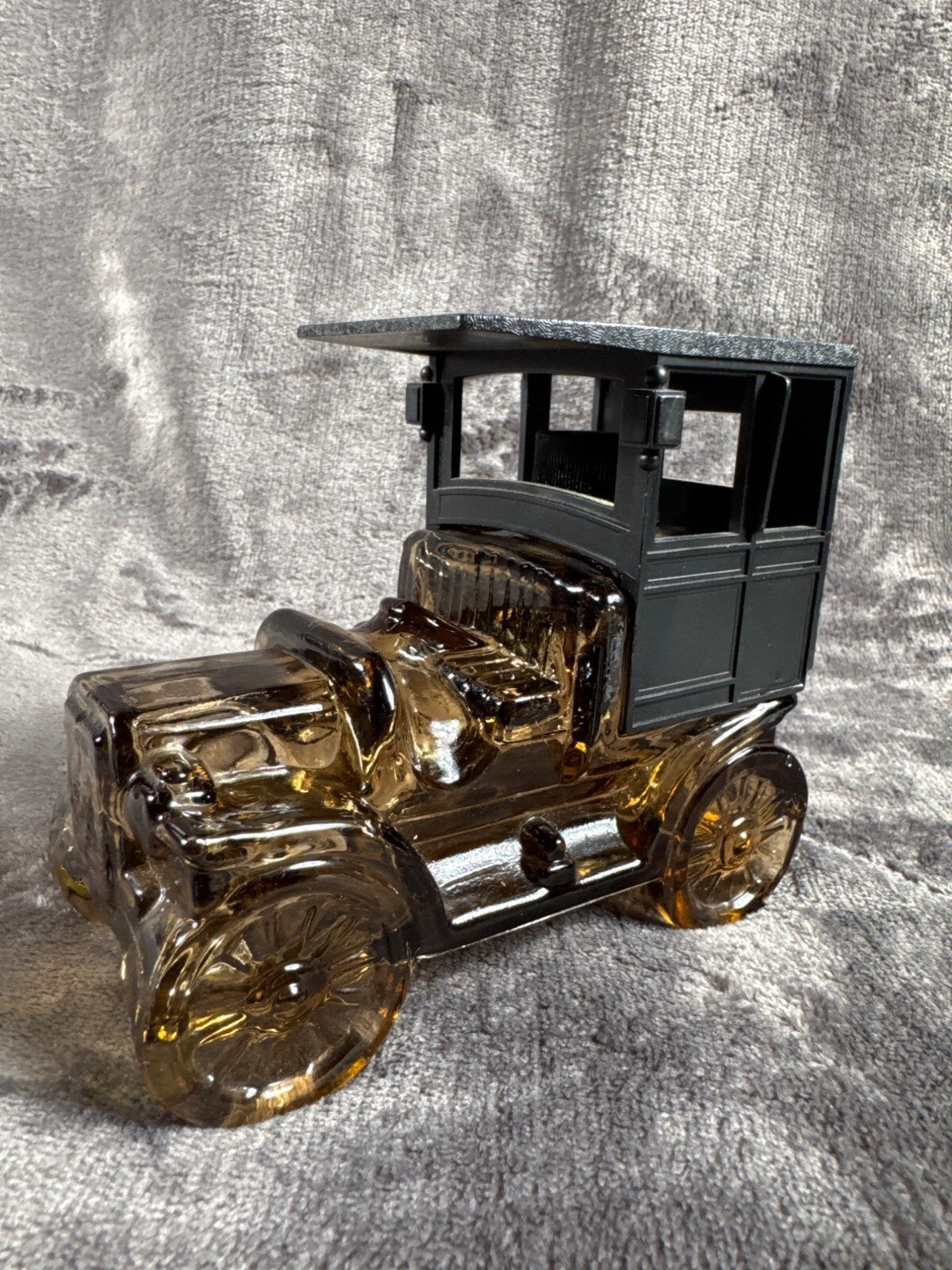 Vintage Avon Glass Car Decanter With Black Plastic Top