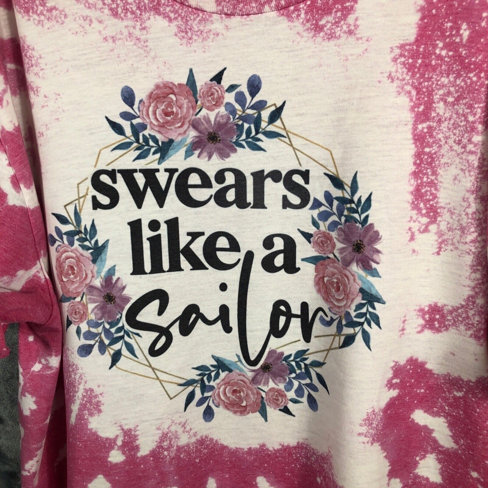 Women’s T Shirt Funny Swears Like A Sailor Pink Shirt Size Adult Extra Large