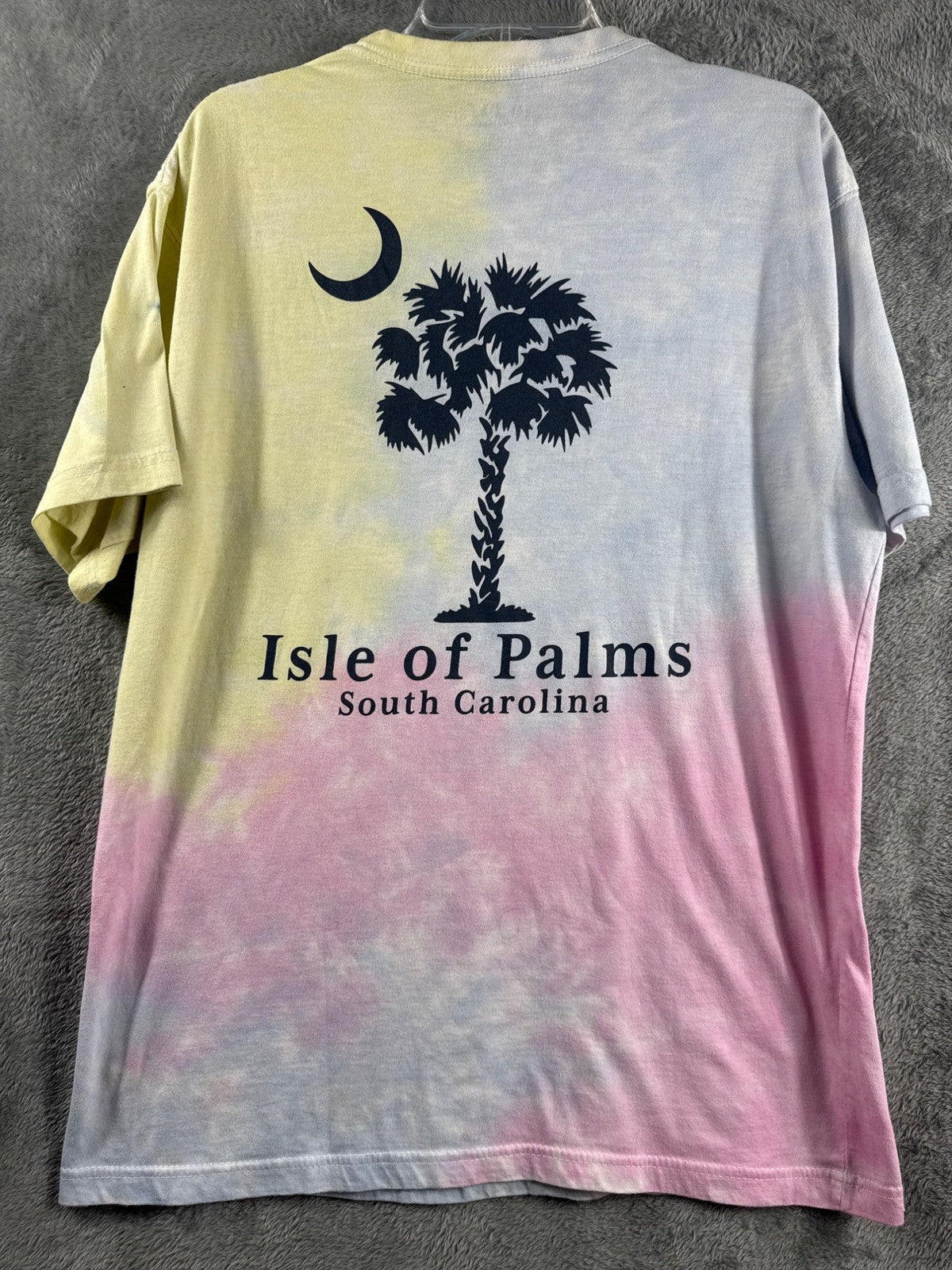 Tie Dye T-Shirt With Moon & Palm Tree Graphic  Short Sleeve