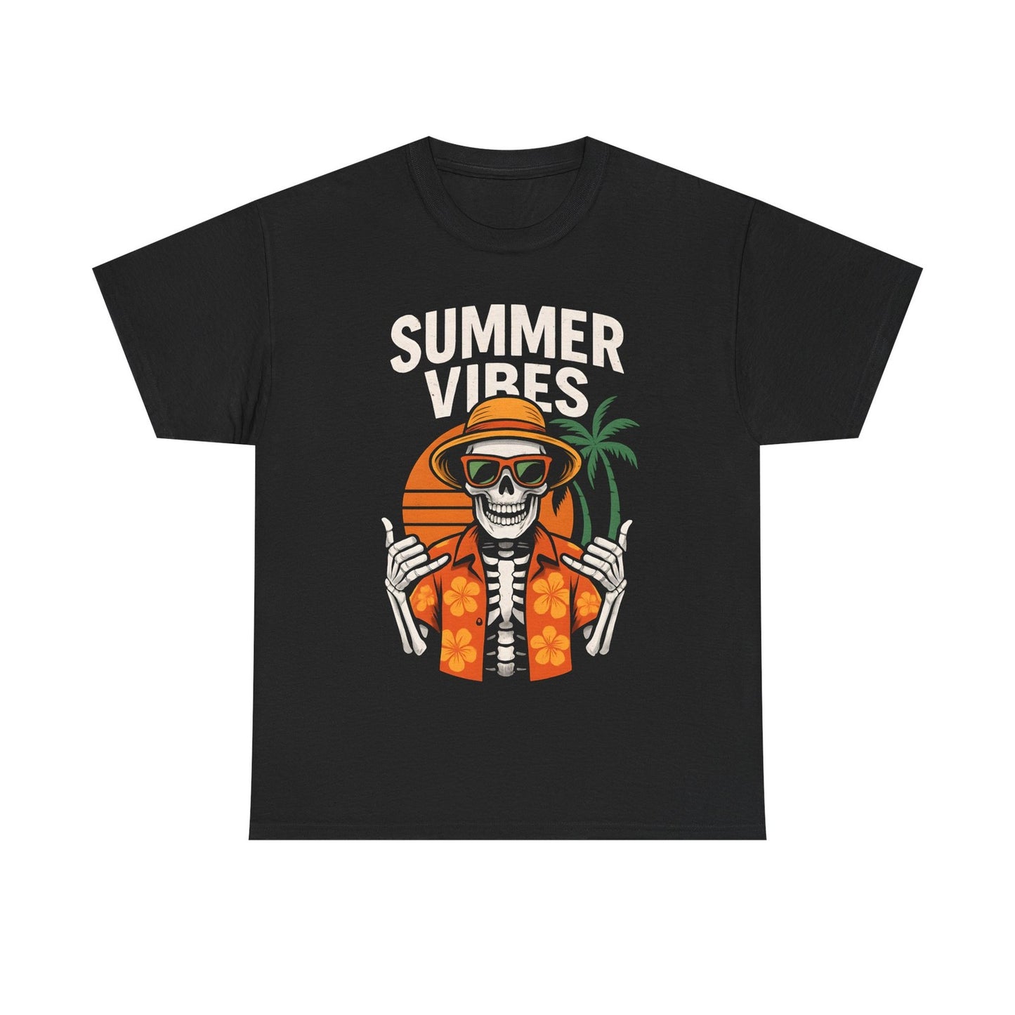 Womans T Shirt Funny Skeleton with Sunglasses Halloween Tee Beach Vibes Skull