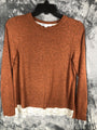 Jolt Women’s Pullover Size Small Long Sleeve Rust Color Bottom Lace Trim