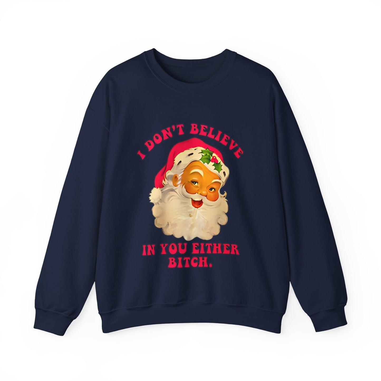 Womans Funny Christmas Sweatshirt Sarcastic Santa Top Festive Naughty Pullover 