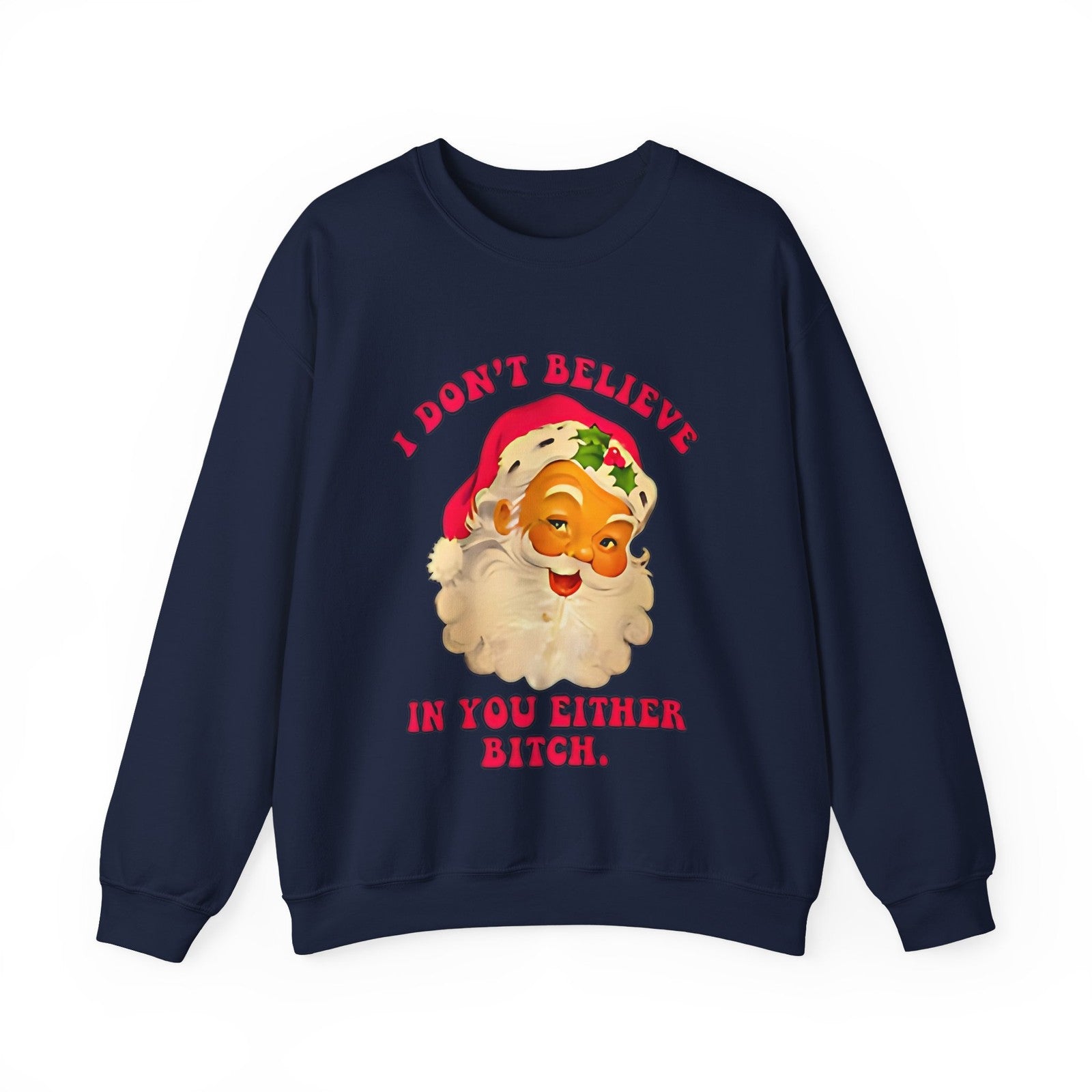 Womans Funny Christmas Sweatshirt Sarcastic Santa Top Festive Naughty Pullover 