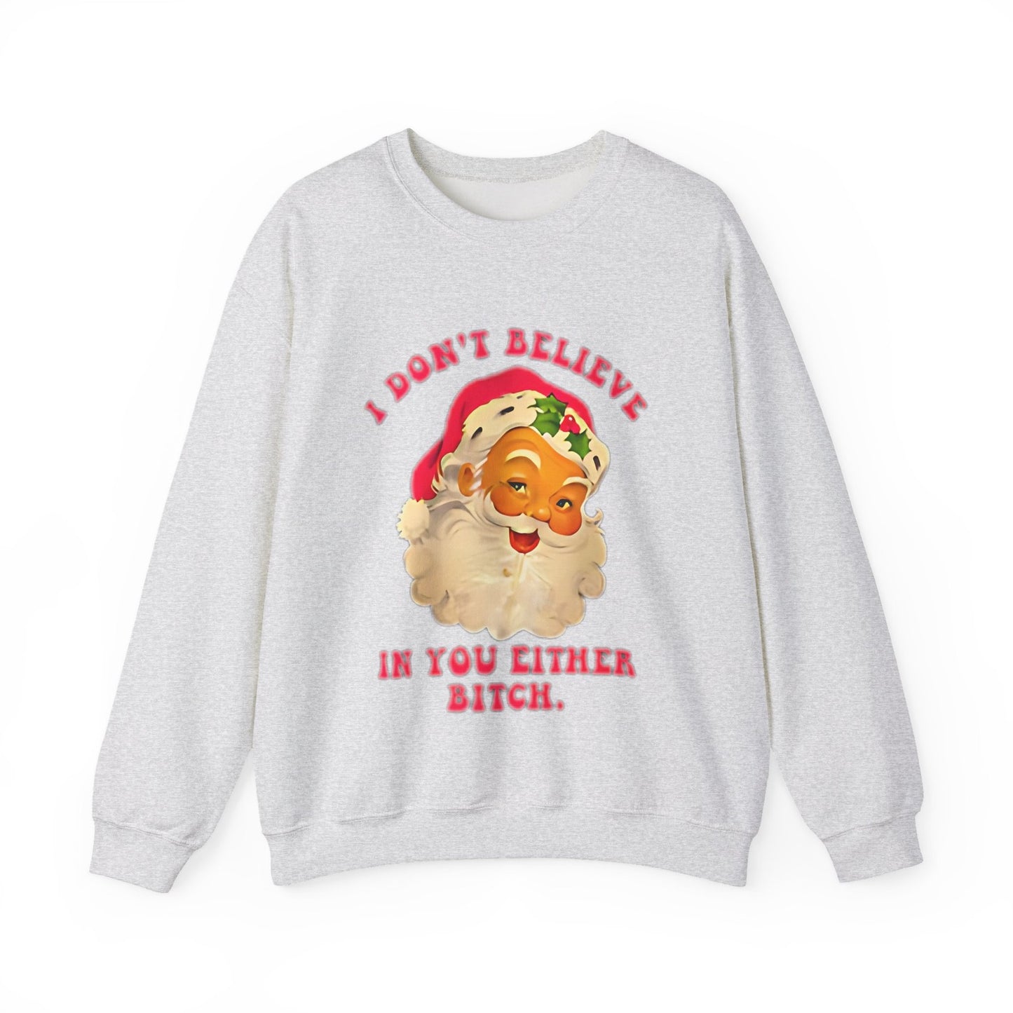 Womans Funny Christmas Sweatshirt Sarcastic Santa Top Festive Naughty Pullover 