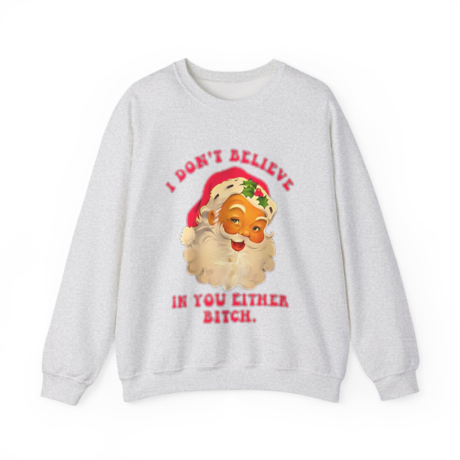 Womans Funny Christmas Sweatshirt Sarcastic Santa Top Festive Naughty Pullover 