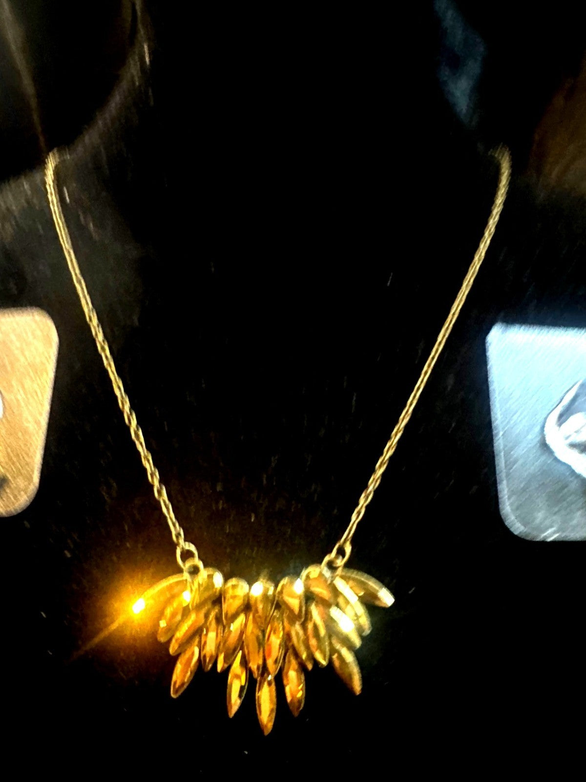 Paparazzi Gold-Tone Necklace & Earring Set With Leaf Drop Design