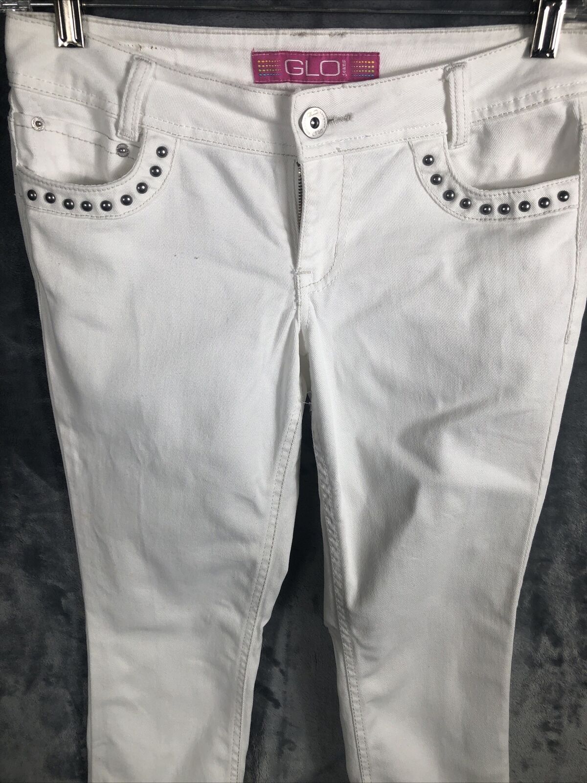 Glo White Studded Jeans Pocket Girls Junior Size 5 Pants