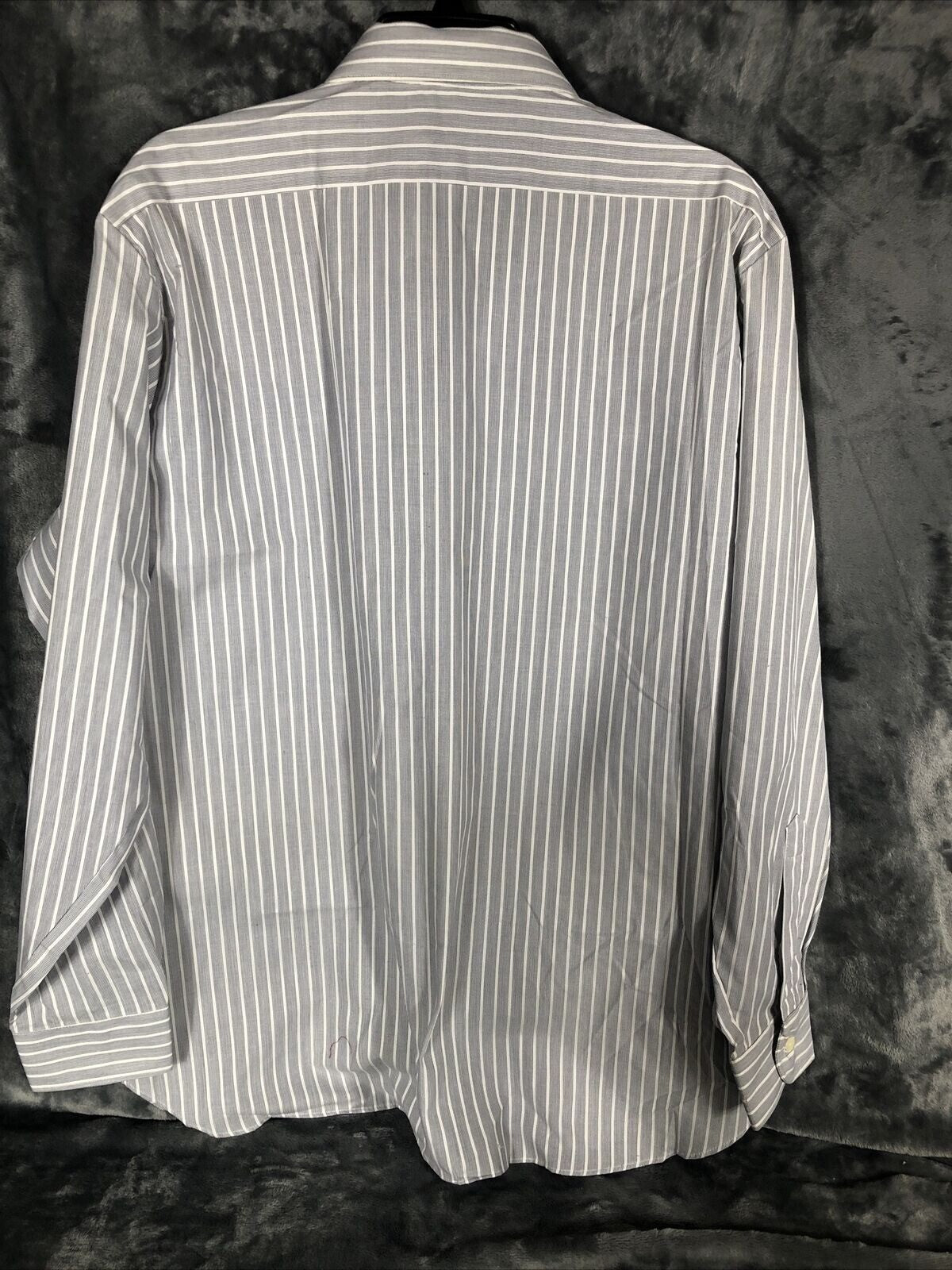 St Michael Mens Striped Dress Shirt 17 1/2” Collar 65% Polyester 35% Cotton Butt