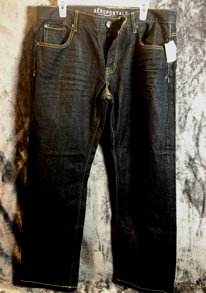 Aeropostale Mens Button Fly Blue Jeans Slim Straight