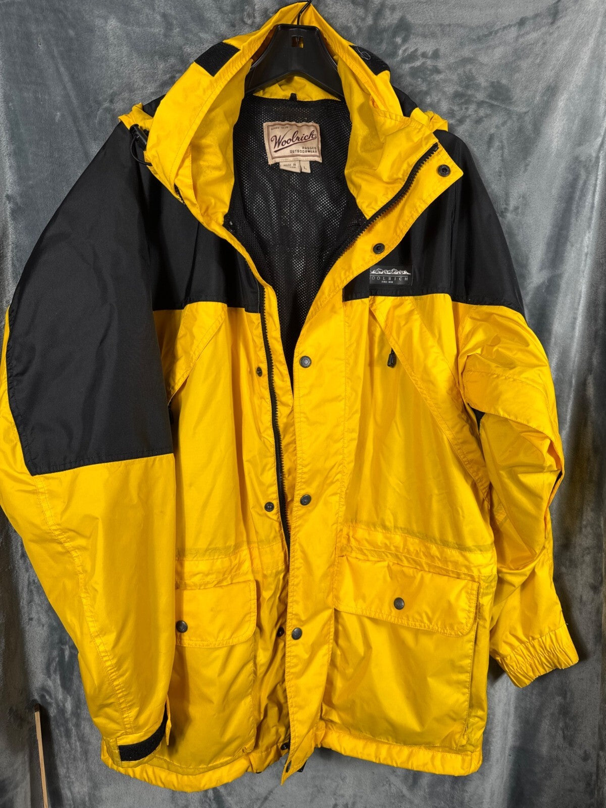 Woolrich Work Coat Men's Rugged Outdoor Jacket Yellow & Black Large