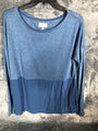 Lou & Grey Womens Blue Long Sleeve Two-Tone Top Medium