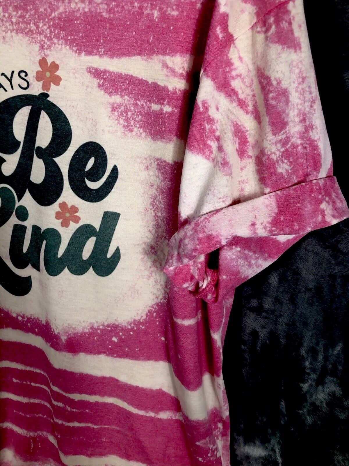 Be Kind Tye-Dyed Bleached Women’s T-Shirt Pink Inspirational Size Extra Large