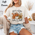 Womans Fall Shirt Just a Girl Who Loves Pumpkin Football And Coquette Bows Top