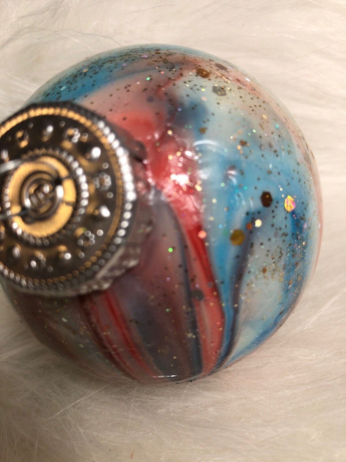 Hand-Painted Galaxy-Inspired Glitter Glass Ornament