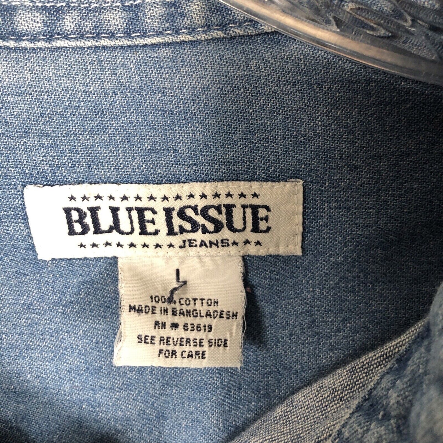 Blue Issue Women’s Button Up Blue Jean Shirt Size L