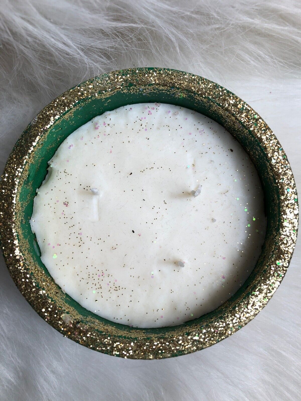 Gold Glitter Balsam Fir Scented Candle 12 Oz Sheer Elegance Candle Co. 100% Natu