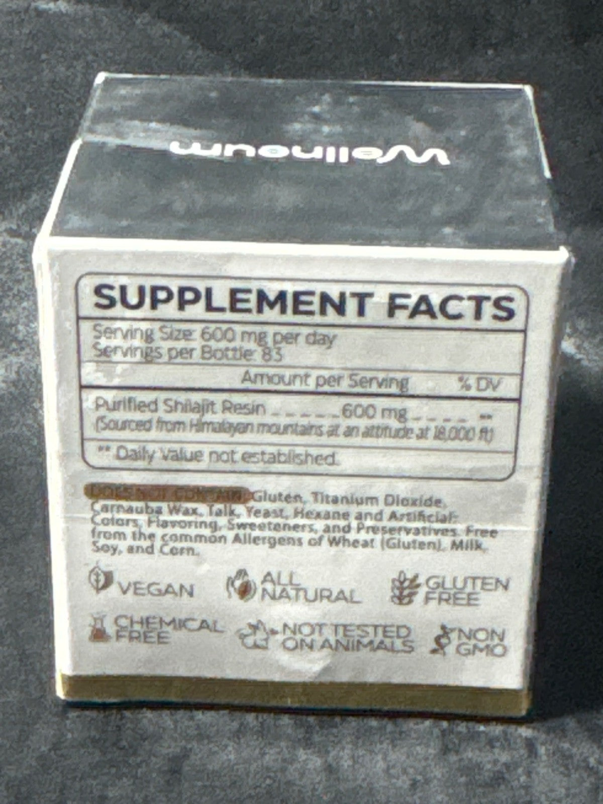 Wellneum Pure Himalayan Shilajit Resin Dietary Supplement 600mg Max Potency 83 S