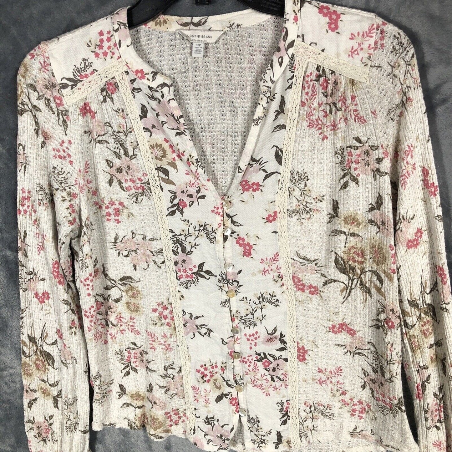 Lucky Brand Women’s Floral Shirt Pearl Buttons Size Small P