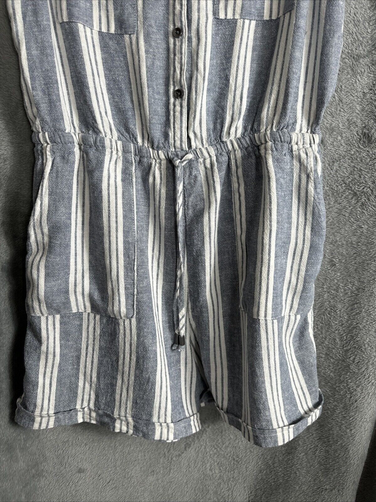 Kelly Reneé Womens Romper Sleeveless Striped Button-Front Romper L