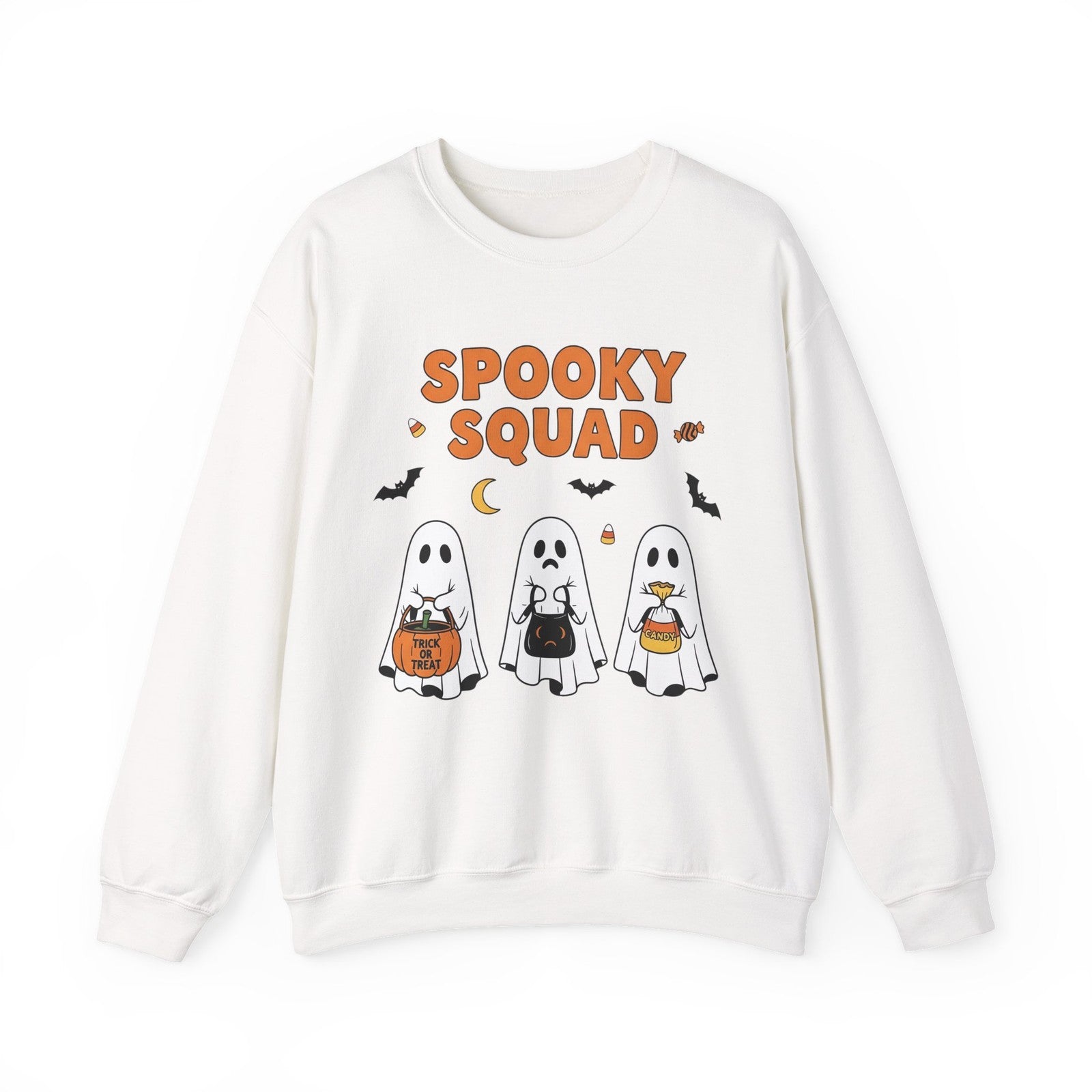 Womans Halloween Spooky Squad Sweatshirt Cute Ghost Pullover Fall Unisex Season