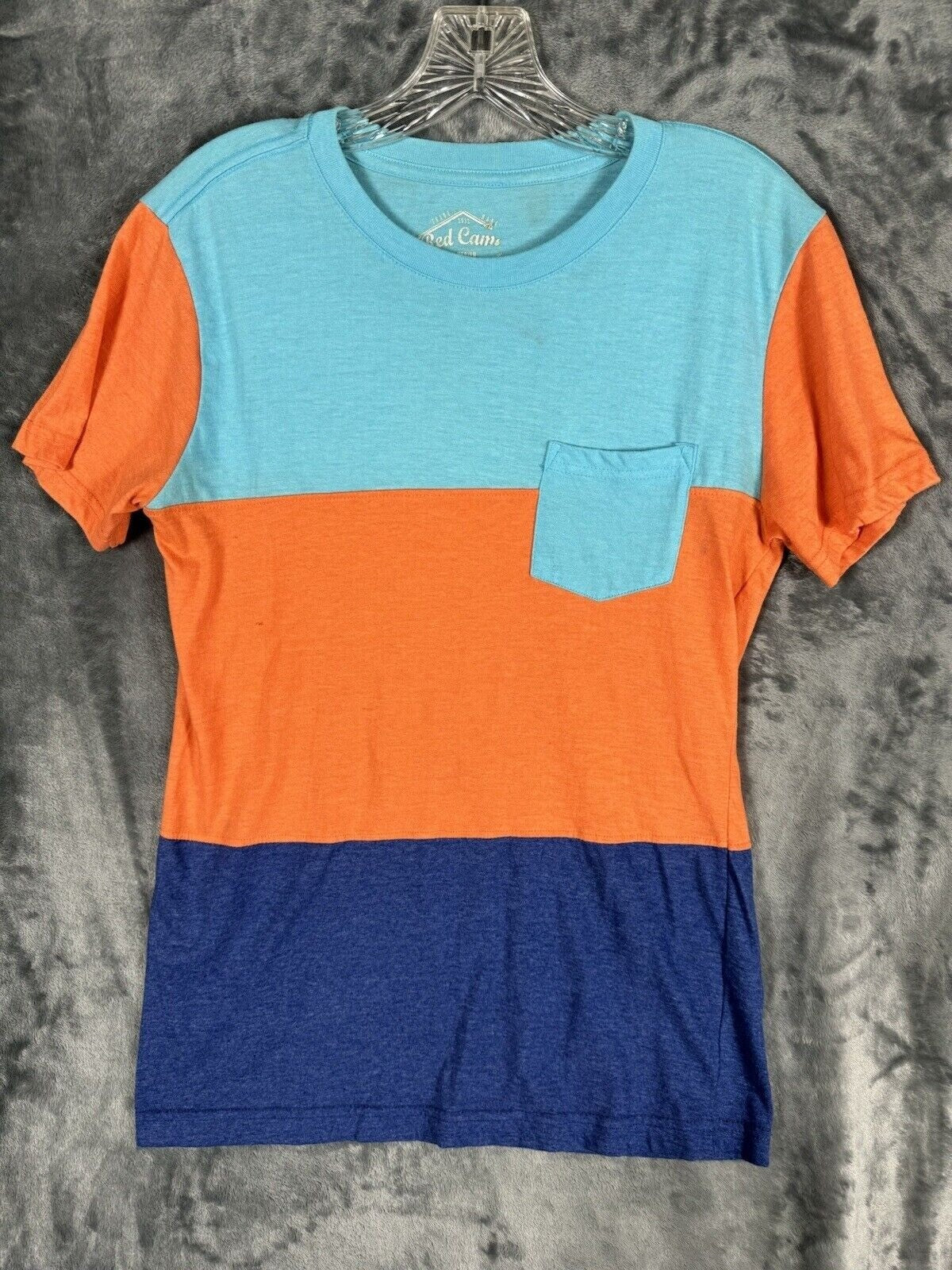 Red Cams Woman's Color Block Shirt Medium By 1931 In Blue Orange & Navy Top