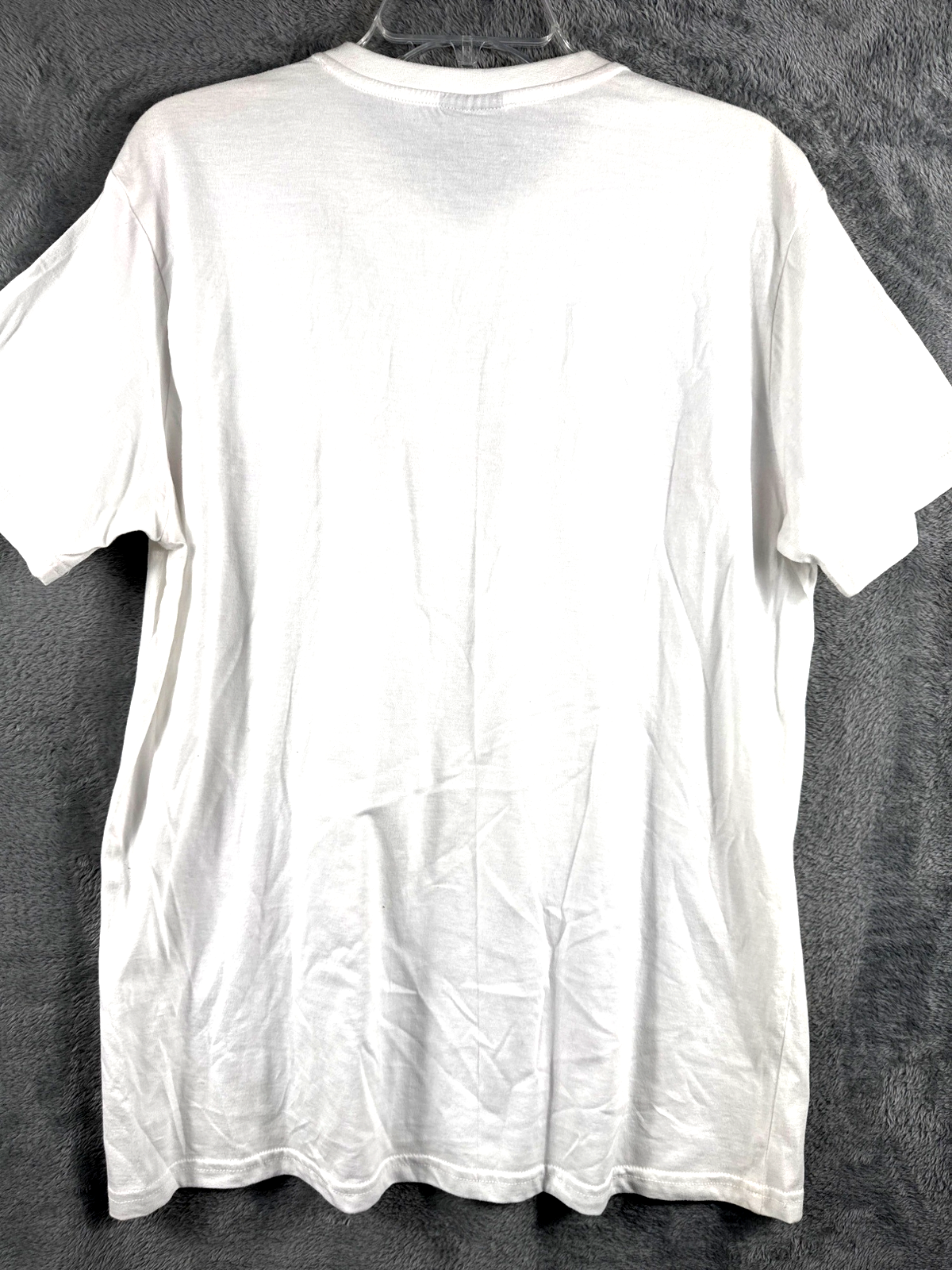 White Luxe-T Mens V-Neck T-Shirt With Blue & Pink Stripe Design Size L Cotton