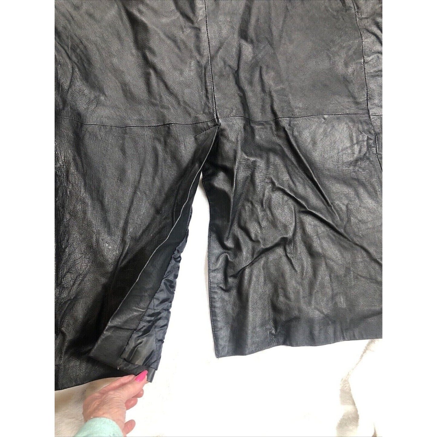 BB Dakota Coat Woman’s Leather Hooded Trench Coat Adult Medium Black