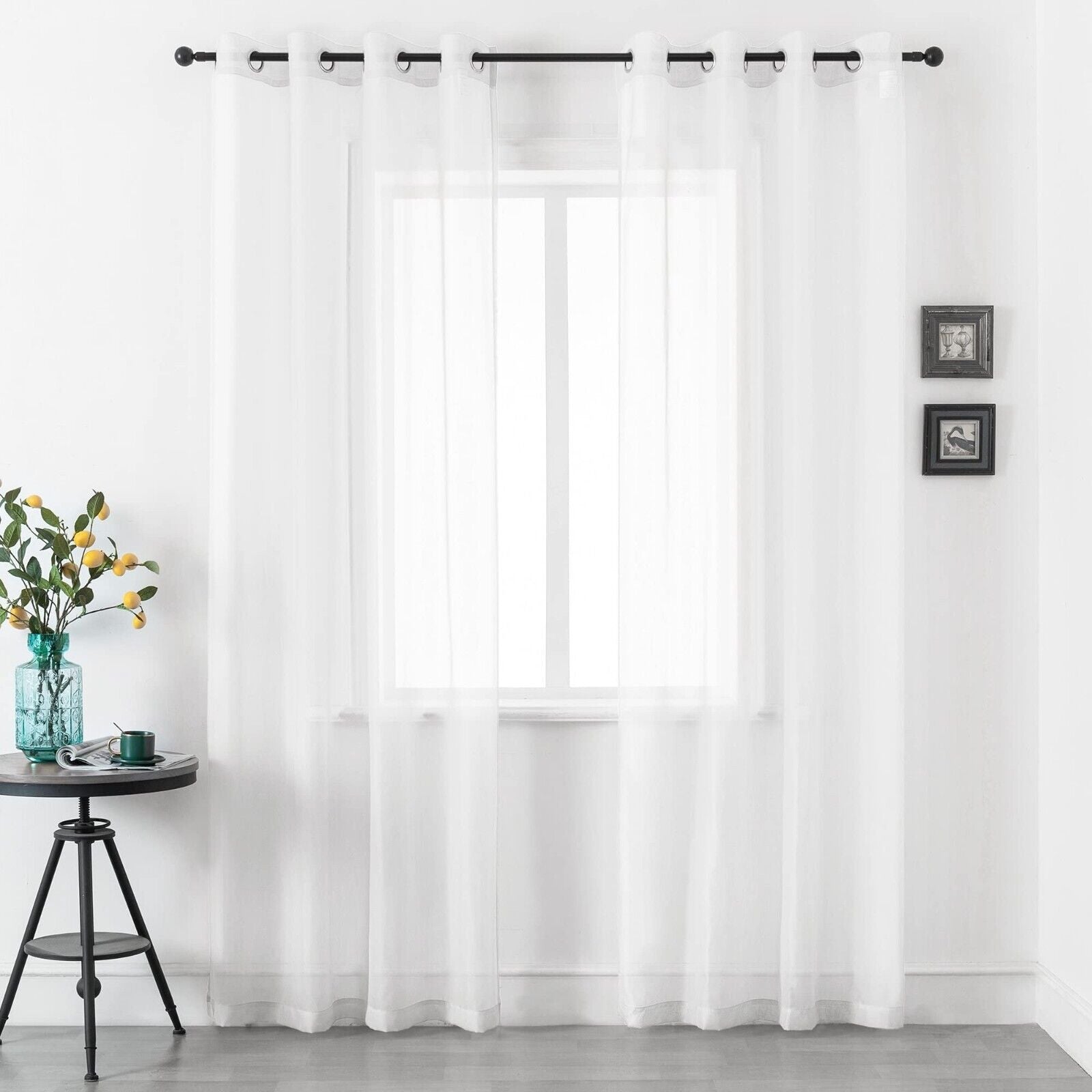 White Sheer Window Curtain Panels 84" Long For Living Room & Bedroom