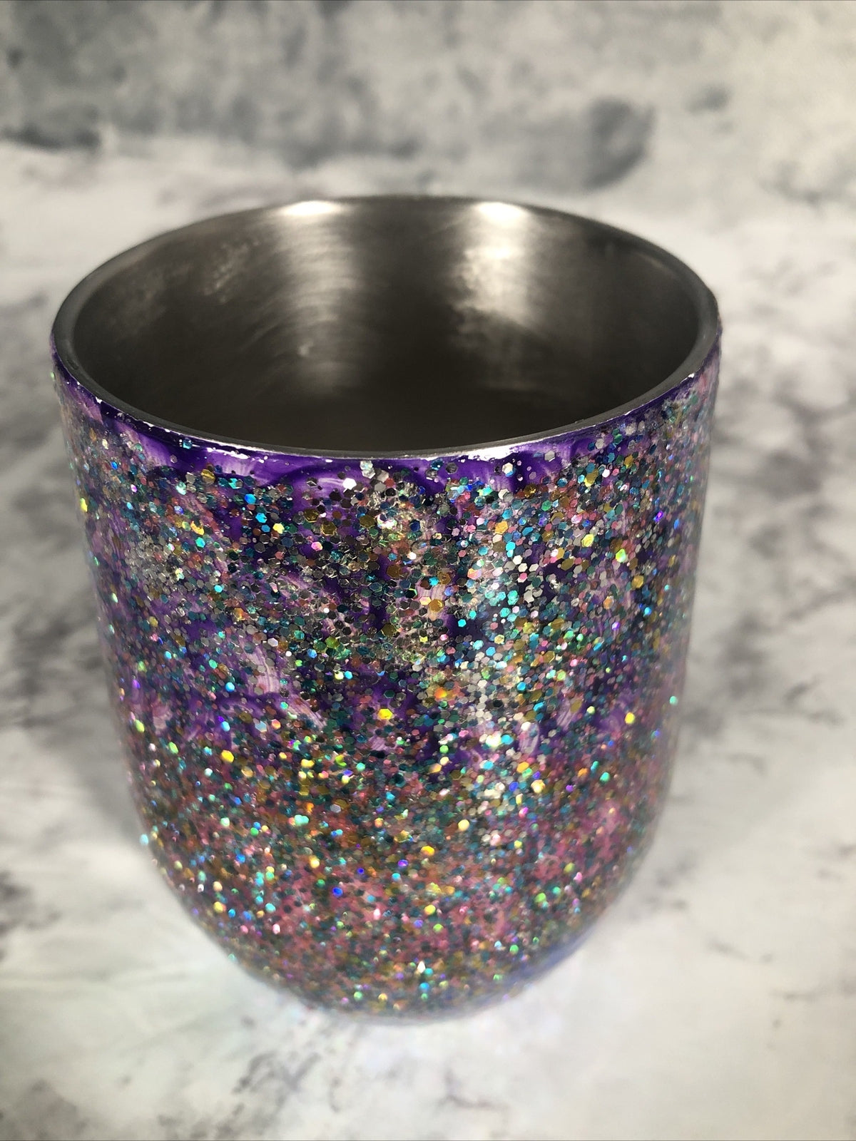 Wine Glass Handmade Stainless Steel Tumblr Custom Glitter With Design
