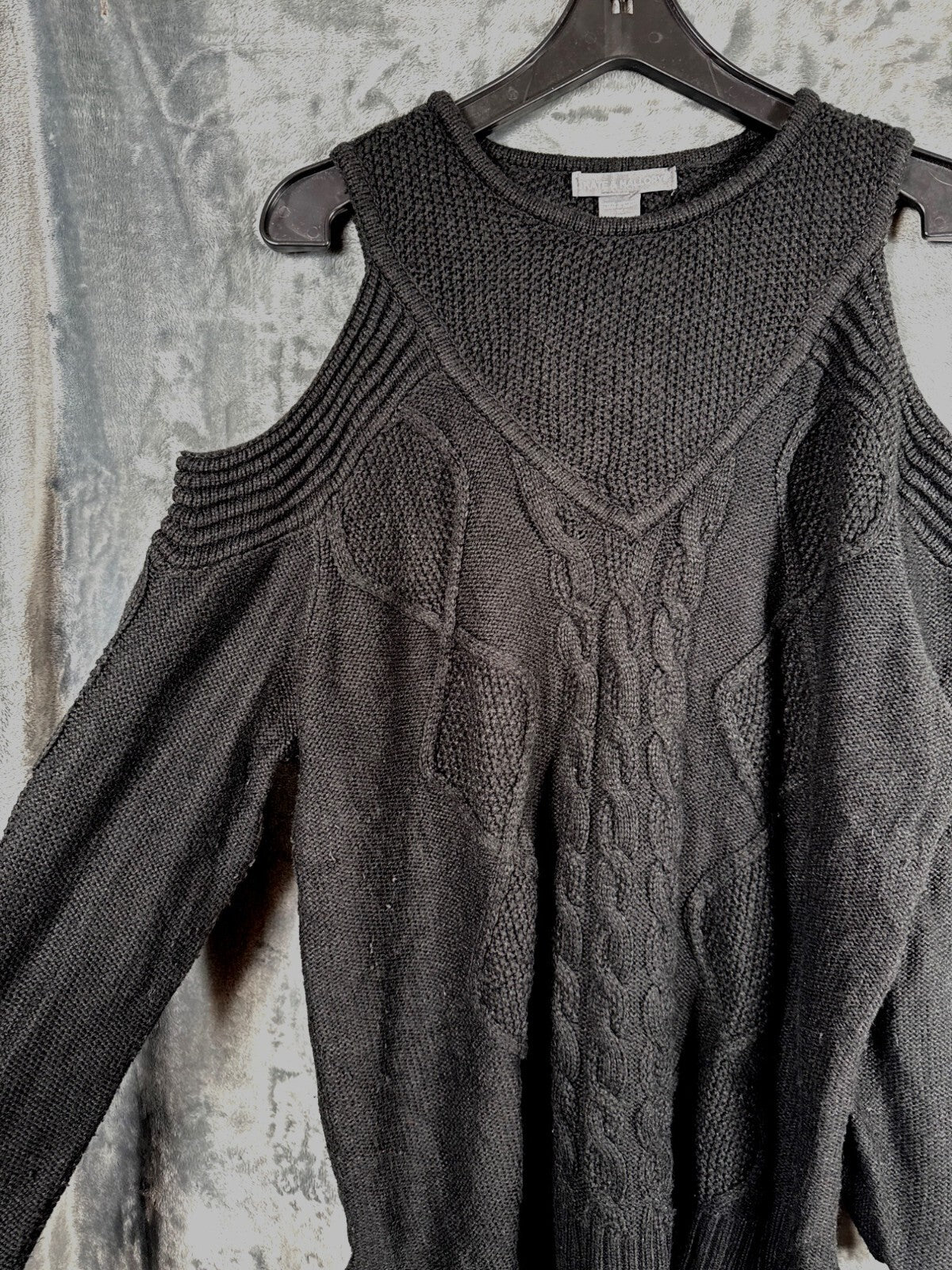 Kate & Mallory Womens Black Cold Shoulder Knit Sweater Size 1X