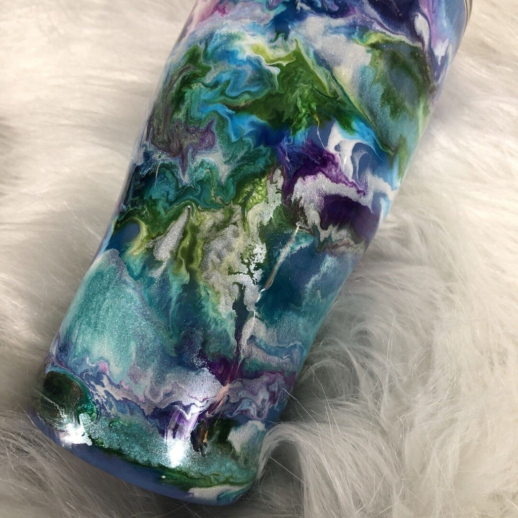 Alcohol Ink Resin Tumbler – Handmade Epoxy Cup – Unique Abstract Drinkware – Cus