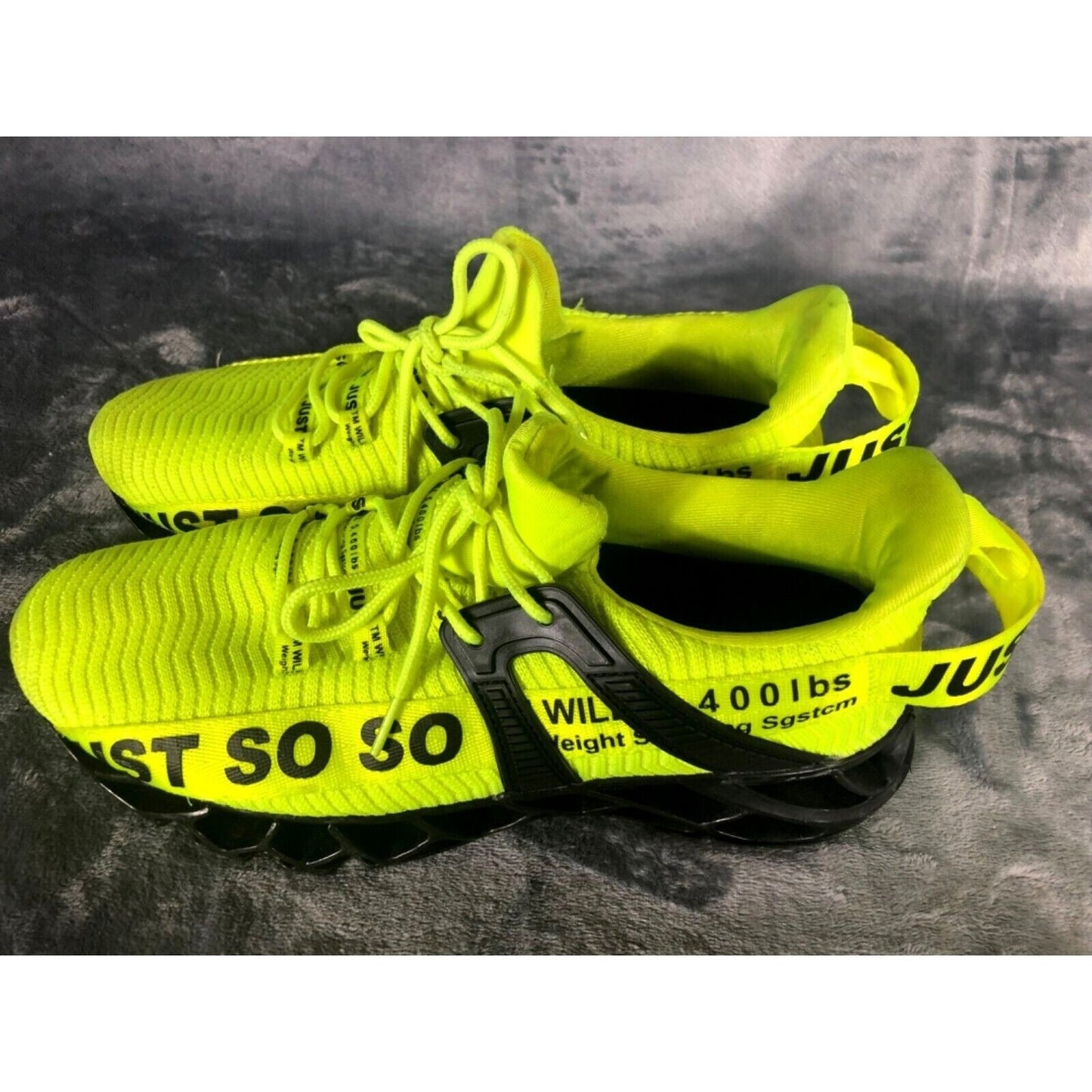 "Just So So" Neon Yellow Lightweight Breathable Running Shoes With Unique Design
