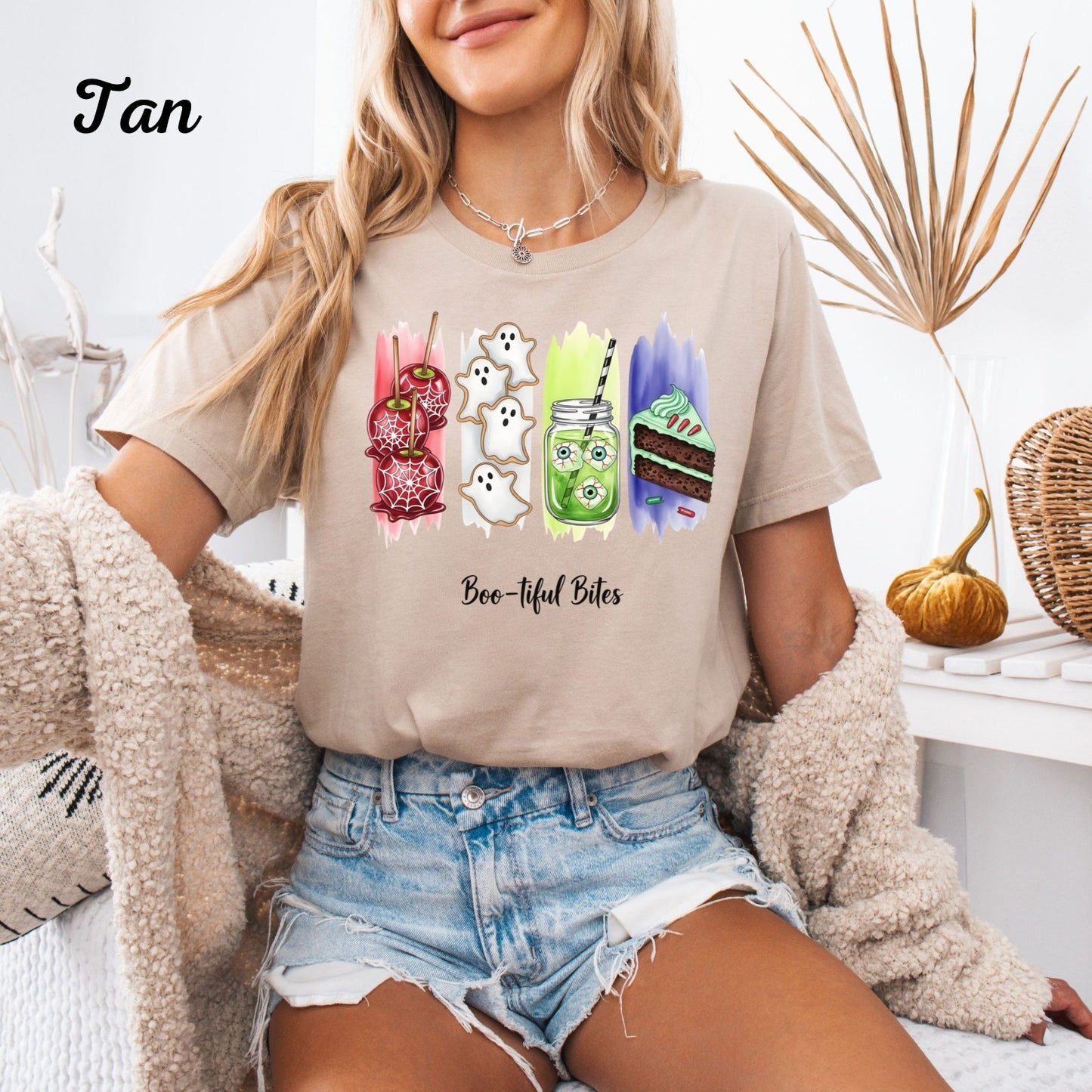 Womans T Shirt Boo-tiful Bites Halloween Shirt Cute Spooky Snack Fall Food Top