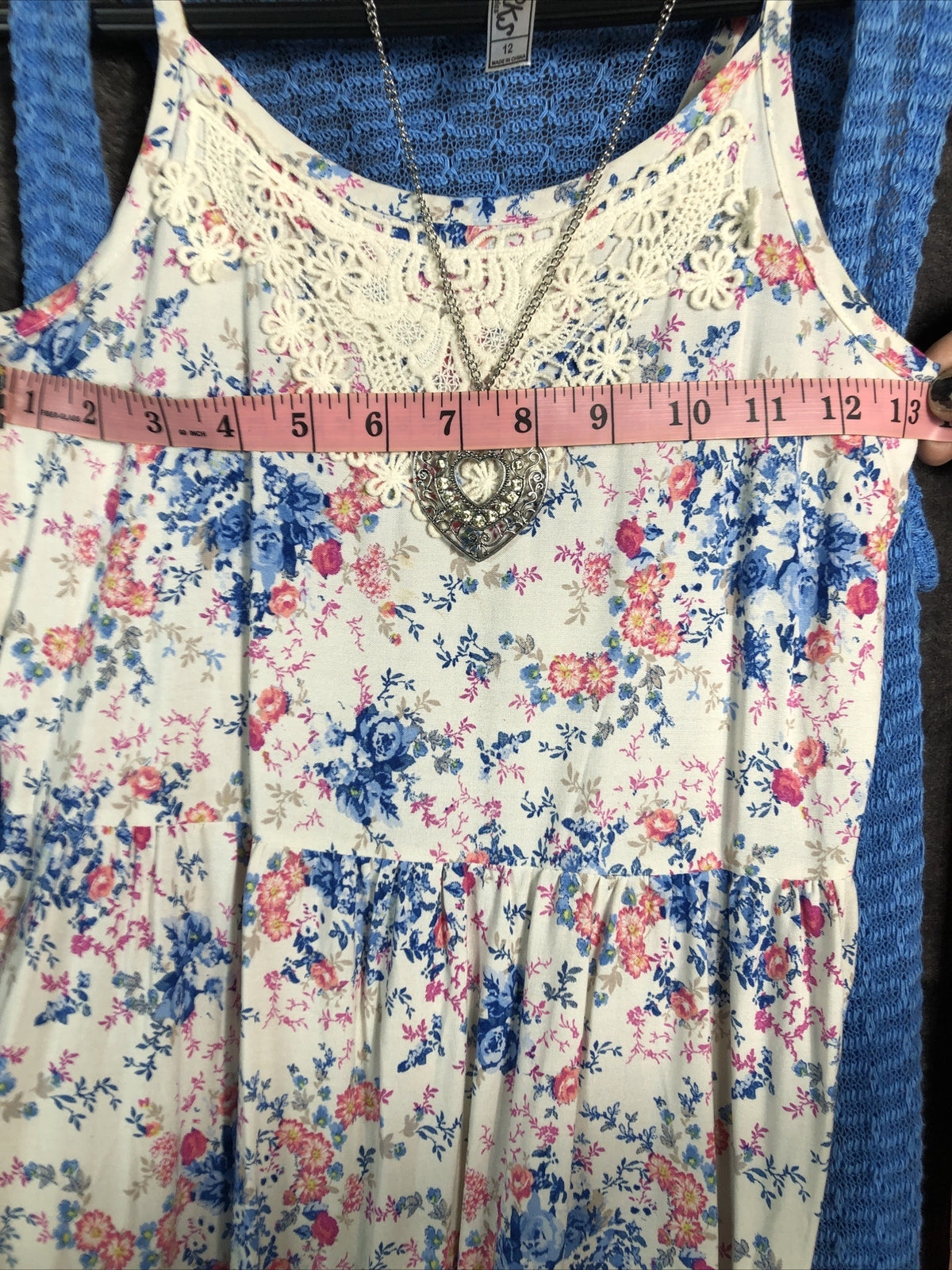 Knit Works Girls Dress Two Peace Set Pink Blue Florals Size 12